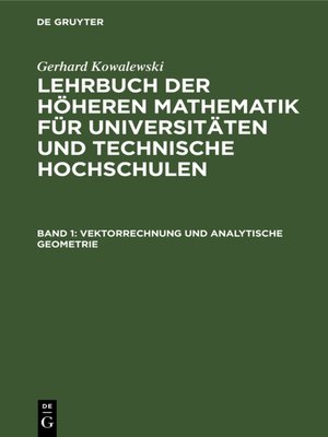 cover image of Vektorrechnung und analytische Geometrie